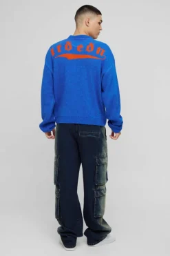 Oversized Fluffy Jacquard Graphic Knitted Jumper