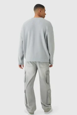 Oversized Fluffy Teddy Jumper in Grey