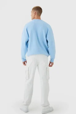 Oversized Fluffy Teddy Jumper in Blue