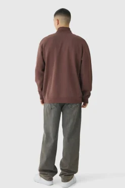 Oversized Funnel Neck Zip Through Thick Rib Sweat