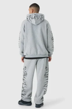 Oversized Graffiti Zip Through Hooded Tracksuit