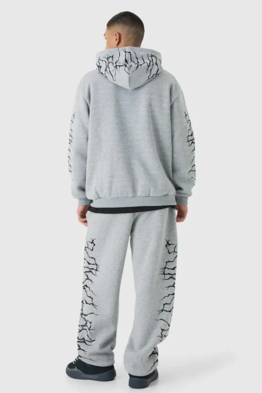 Oversized Graffiti Zip Through Hooded Tracksuit