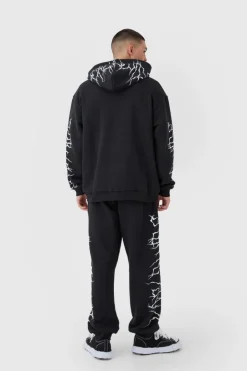 Oversized Graffiti Zip Through Hooded Tracksuit
