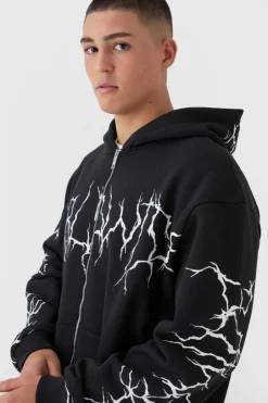 Oversized Graffiti Zip Through Hooded Tracksuit