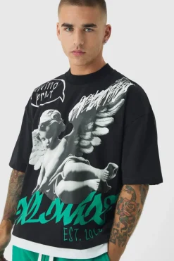 Oversized Graphic Faux Layer T-Shirt And Jogger Set
