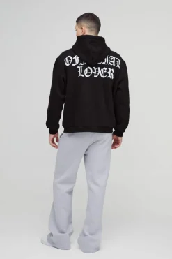 Oversized Heart Skeleton Puff Print Zip Through Hoodie