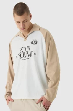 Oversized Homme Long Sleeve Rugby Polo