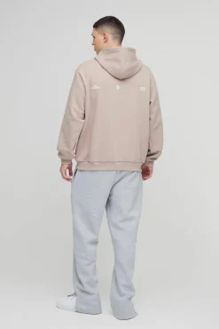 Oversized Homme Twill Applique Zip Through Hoodie