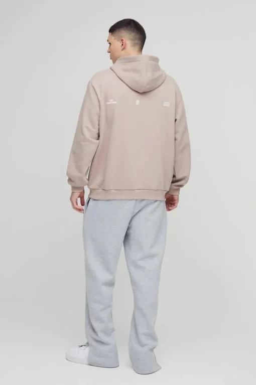 Oversized Homme Twill Applique Zip Through Hoodie