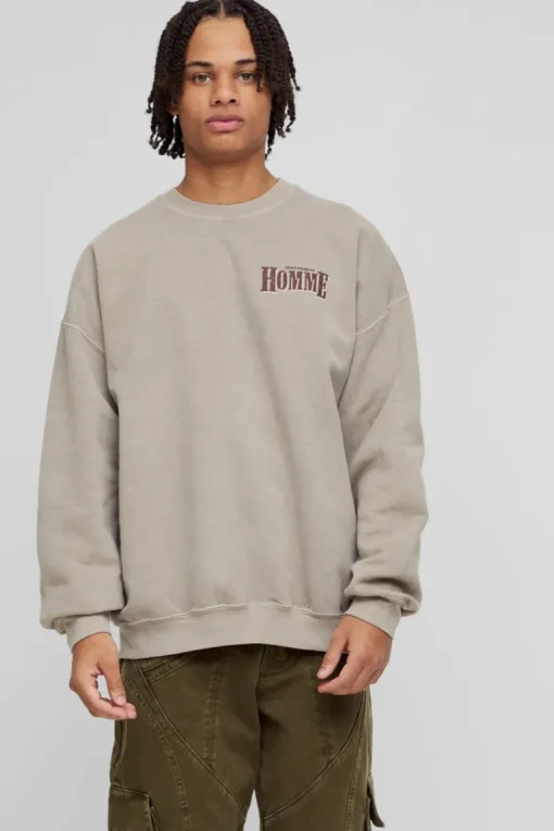 Oversized Homme Western Graphic Washed Sweatshirt