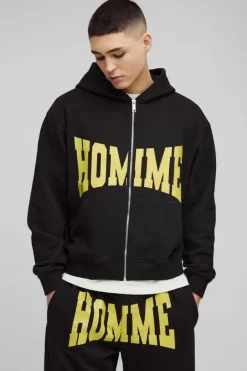 Oversized Homme Zip Hooded Split Hem Tracksuit