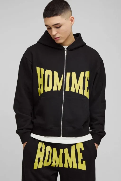 Oversized Homme Zip Hooded Split Hem Tracksuit