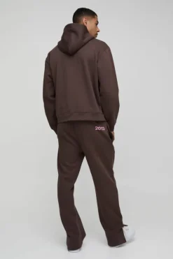 Oversized Homme Zip Hooded Split Hem Tracksuit