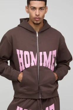 Oversized Homme Zip Hooded Split Hem Tracksuit