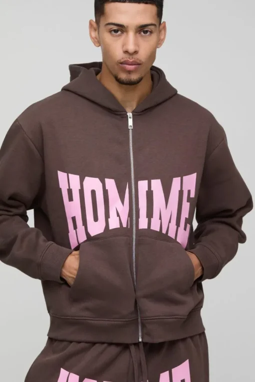 Oversized Homme Zip Hooded Split Hem Tracksuit