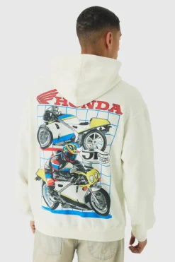 Oversized Honda JT Racing License Print Hoodie
