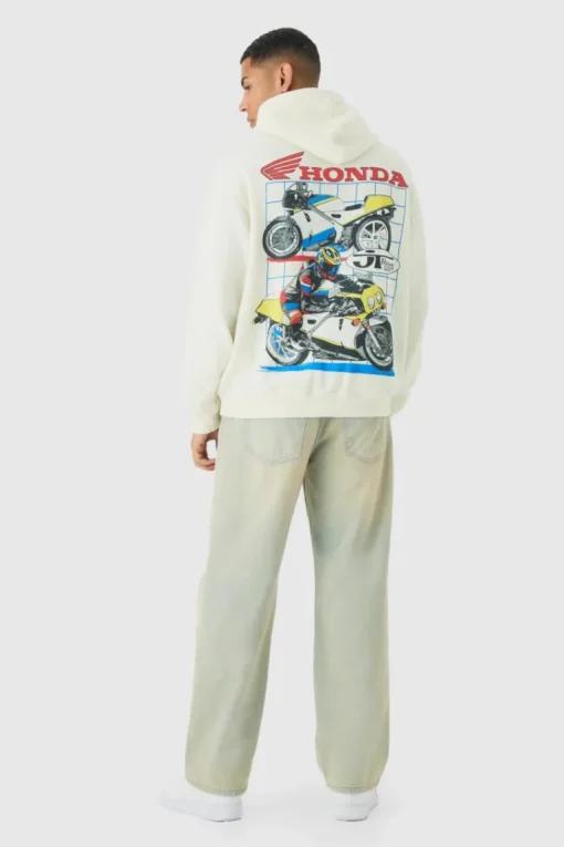 Oversized Honda JT Racing License Print Hoodie