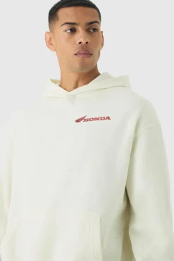 Oversized Honda JT Racing License Print Hoodie