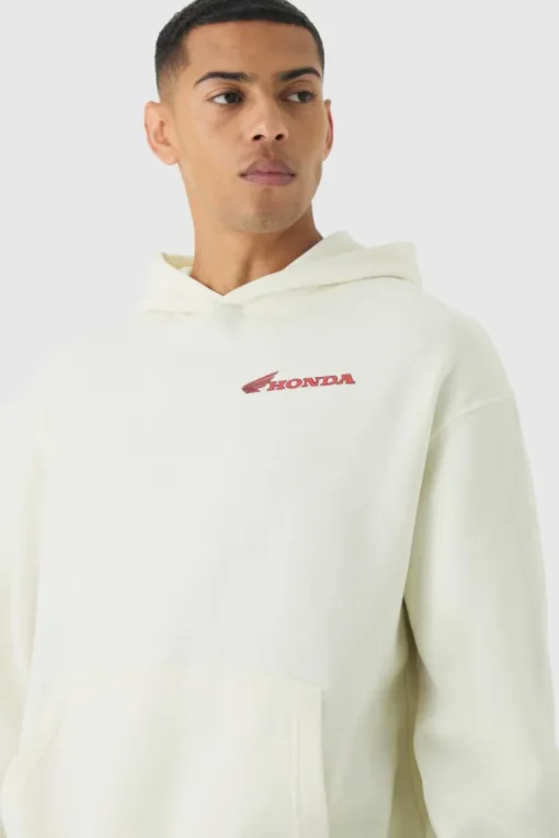 Oversized Honda JT Racing License Print Hoodie