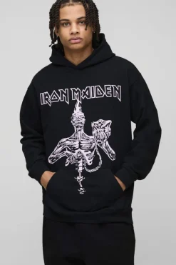 Oversized Iron Maiden License Print Hoodie