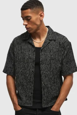 Oversized Jacquard Abstract Boxy Length Shirt