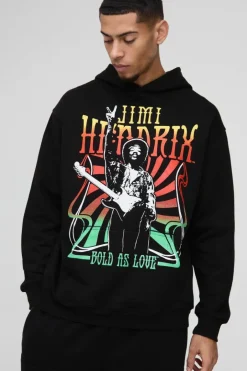 Oversized Jimi Hendrix License Print Hoodie