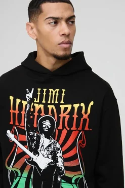 Oversized Jimi Hendrix License Print Hoodie