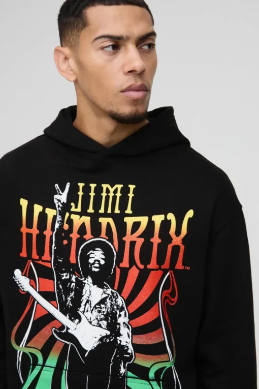 Oversized Jimi Hendrix License Print Hoodie