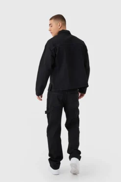 Oversized Long Sleeve 1/4 Neck Denim Shirt
