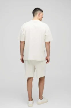 Oversized Man Embroidered Waffle T-Shirt
