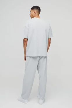 Oversized Man Embroidered Waffle T-Shirt