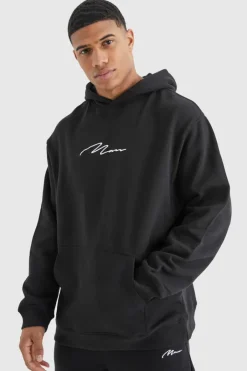 Oversized Man Signature Over The Head Hoodie