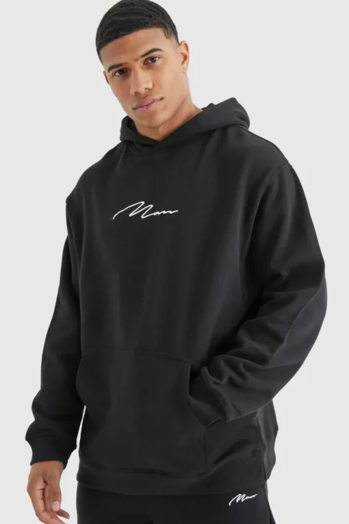 Oversized Man Signature Over The Head Hoodie