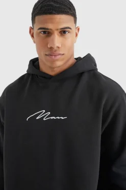 Oversized Man Signature Over The Head Hoodie