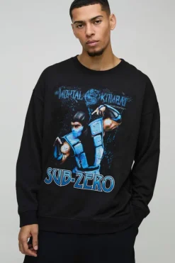 Oversized Mortal Kombat Sub Zero License Print Sweatshirt