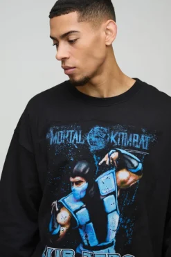 Oversized Mortal Kombat Sub Zero License Print Sweatshirt