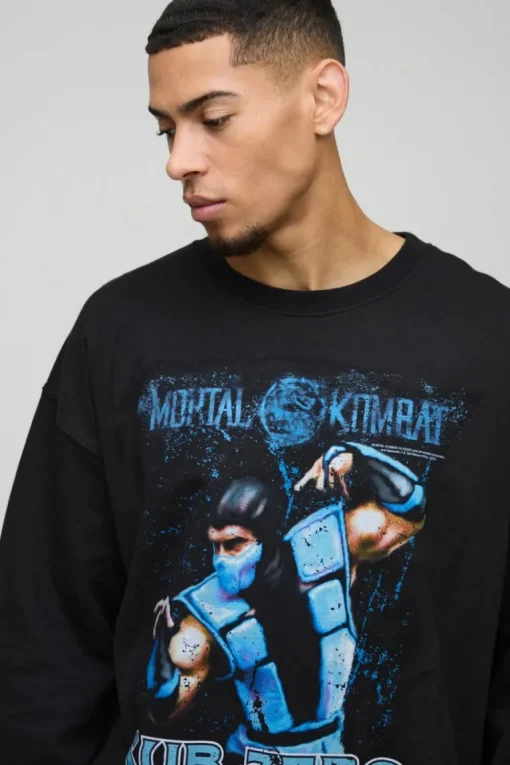 Oversized Mortal Kombat Sub Zero License Print Sweatshirt