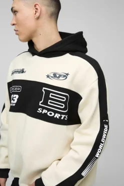 Oversized Moto Panel Hoodie