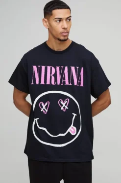 Oversized Nirvana Heart License Graphic T-Shirt