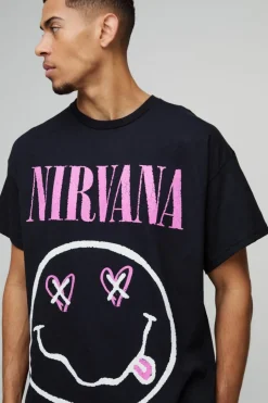 Oversized Nirvana Heart License Graphic T-Shirt