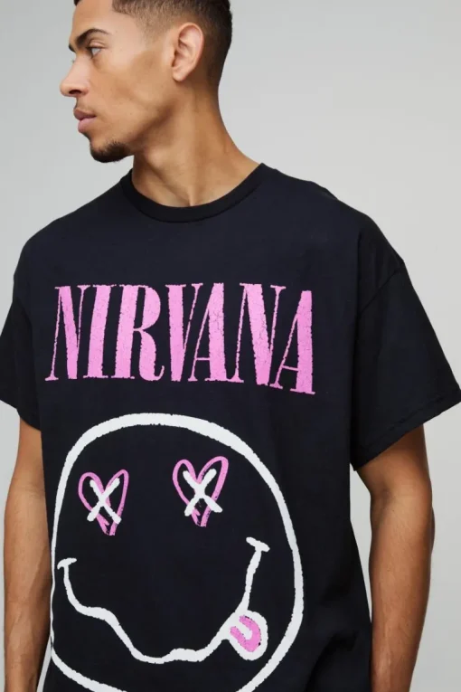 Oversized Nirvana Heart License Graphic T-Shirt