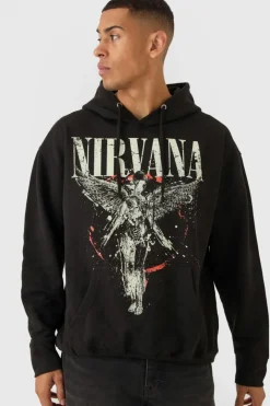 Oversized Nirvana License Print Hoodie