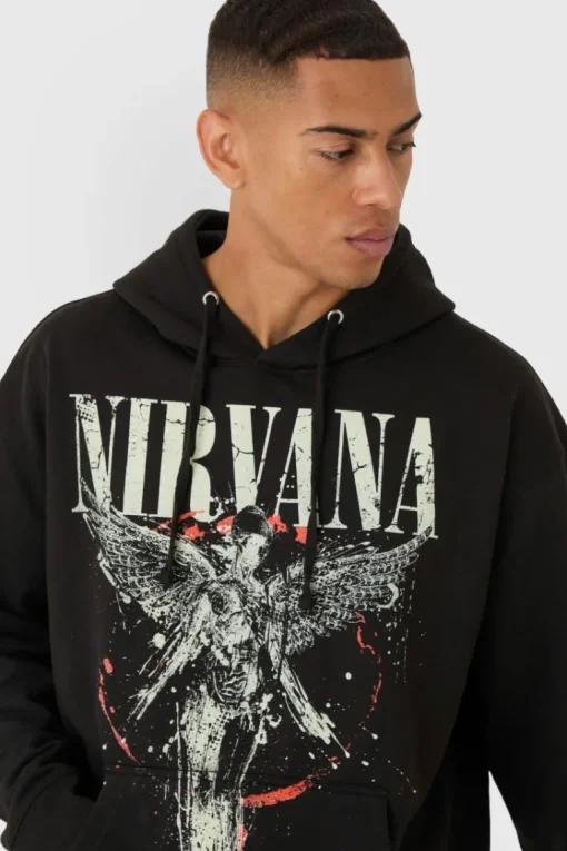Oversized Nirvana License Print Hoodie