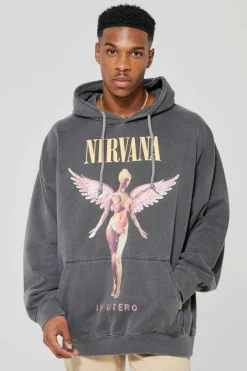 Oversized Nirvana Washed License Hoodie