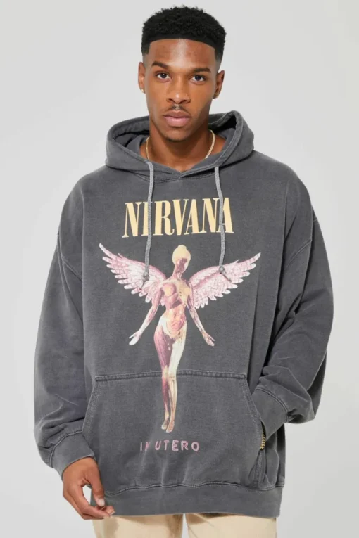 Oversized Nirvana Washed License Hoodie