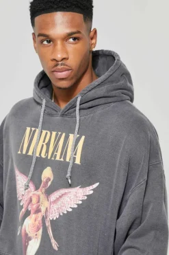 Oversized Nirvana Washed License Hoodie