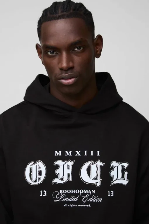 Oversized OFCL Rhinestone Hoodie