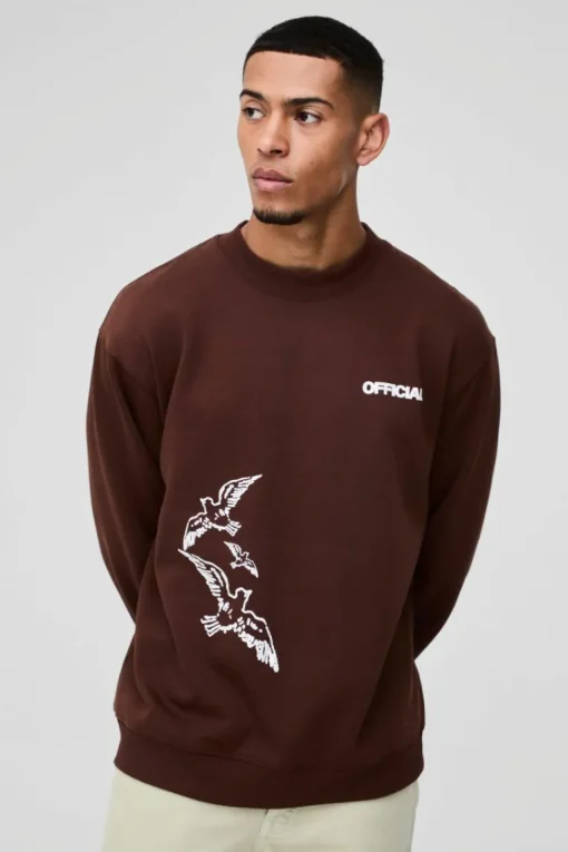 Oversized Official Bird Graphic Sweatshirt