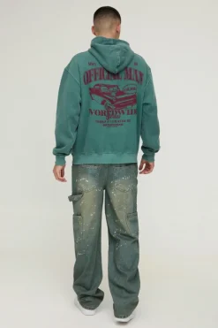 Oversized Official Car Graphic Washed Hoodie