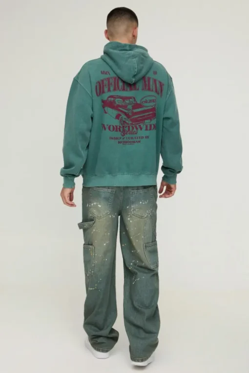 Oversized Official Car Graphic Washed Hoodie